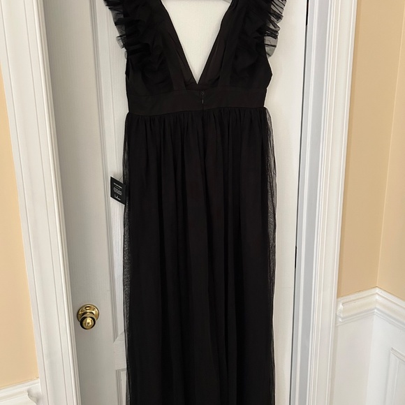 Lulus | Simply Delighted Black Mesh Ruffled Backless Maxi Dress | XL | NWT - Picture 7 of 8